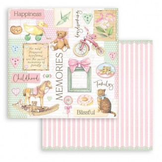 Stamperia Χαρτί Scrapbooking 30,5x30,5cm Διπλής Όψης DayDream bear and accessories