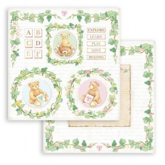 Stamperia Χαρτί Scrapbooking 30,5x30,5cm Διπλής Όψης DayDream bear and garlands