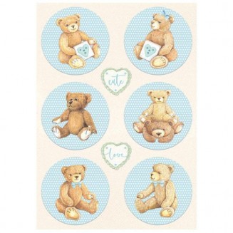 Stamperia Ριζόχαρτο Decoupage A4 (21x29,7cm) DayDream rounds bear blue