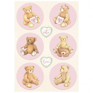 Stamperia Ριζόχαρτο Decoupage A4 (21x29,7cm) DayDream rounds bear pink