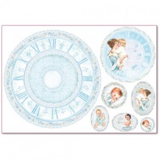 Stamperia Ριζόχαρτο Decoupage 48x33cm Baby Light Blue With Clock