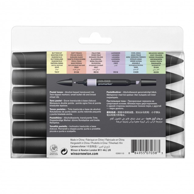 Winsor & Newton 6 Μαρκαδόροι Promarker Pastel Αποχρώσεις