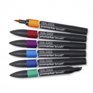 Winsor & Newton 6 Μαρκαδόροι Promarker Brush Rich Tones