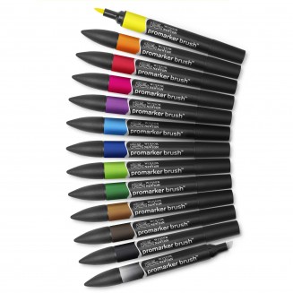 Winsor & Newton 12+1 Μαρκαδόροι Promarker Brush Vibrant Tones