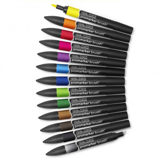 Winsor & Newton 12+1 Μαρκαδόροι Promarker Brush Vibrant Tones