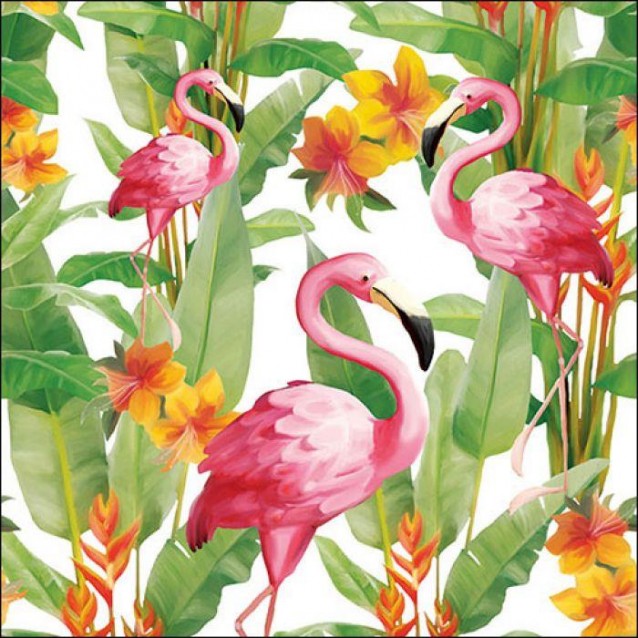 Ambiente 20 Χαρτοπετσέτες 33x33cm 3φύλλες Flamingos White FSC