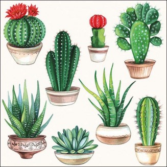 Ambiente 20 Χαρτοπετσέτες 33x33cm 3φύλλες Cactus White FSC