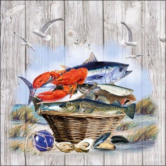 Ambiente 20 Χαρτοπετσέτες 33x33cm 3φύλλες Catch Of The Day FSC