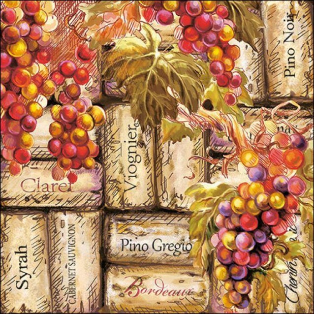 Ambiente 20 Χαρτοπετσέτες 33x33cm 3φύλλες Grapes & Corks FSC