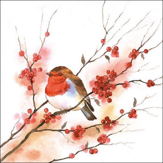 Ambiente 20 Χαρτοπετσέτες 33x33cm 3φύλλες Birdy Robin FSC