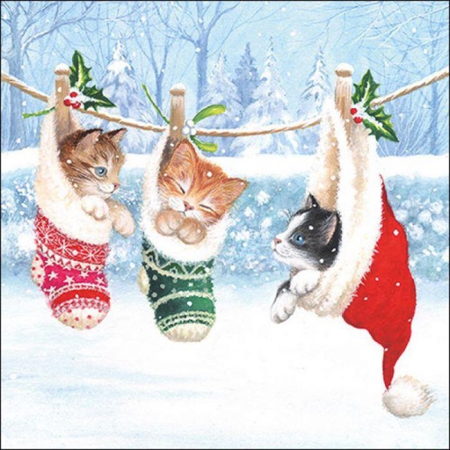 Ambiente 20 Χαρτοπετσέτες 33x33cm 3φύλλες Kitten In Winterland FSC