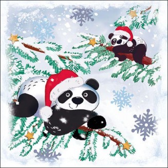 Ambiente 20 Χαρτοπετσέτες 33x33cm 3φύλλες Pandas In Snow FSC