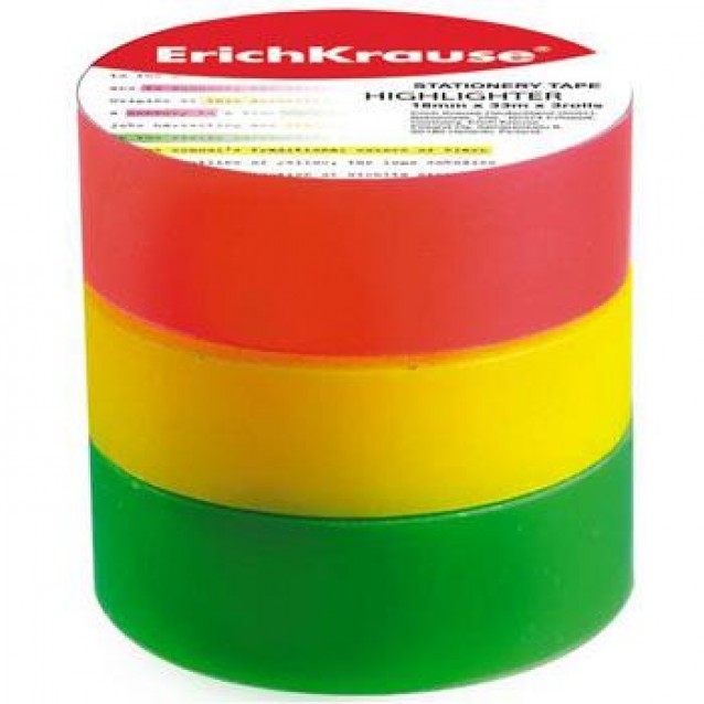 ErichKrause 3x33m Αυτοκόλλητη Ταινία Highlighter 18mm