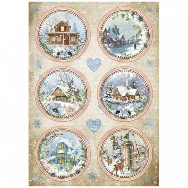 Stamperia Ριζόχαρτο Decoupage A4 (21x29,7cm) Romantic Cozy Winter Blue Rounds