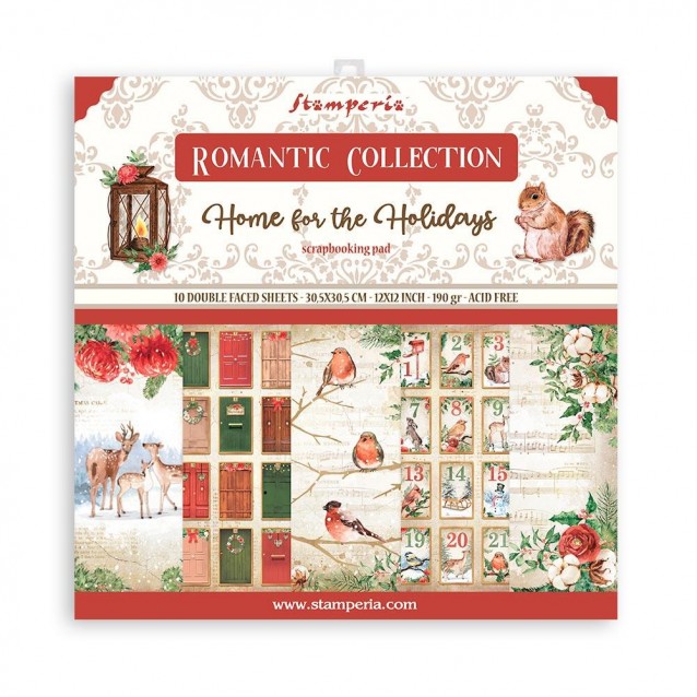 Stamperia 10 Χαρτιά Scrapbooking 30,5X30,5cm Διπλής Όψης Romantic Home For The Holidays