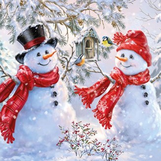 Ambiente 20 Χαρτοπετσέτες 33x33cm 3φύλλες Christmas Snowmen And Birds FSC