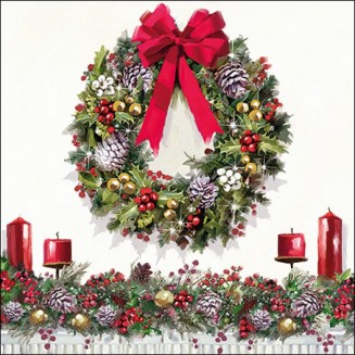 Ambiente 20 Χαρτοπετσέτες 33x33cm 3φύλλες Christmas Bow On Wreath FSC