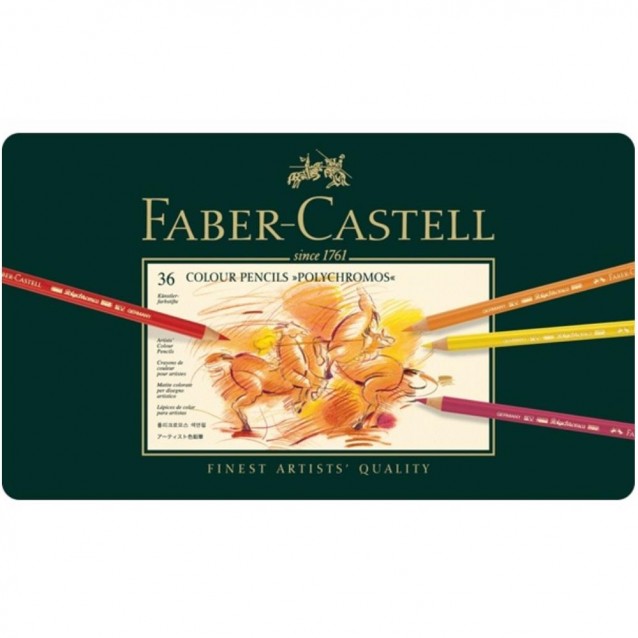 Faber Castell 36 Ξυλομπογιές Polychromos σε Μεταλλική Κασετίνα