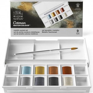 Winsor & Newton Cotman Κασετίνα Metallic Set 8 Πλακάκια Ακουαρέλας & Πινέλο