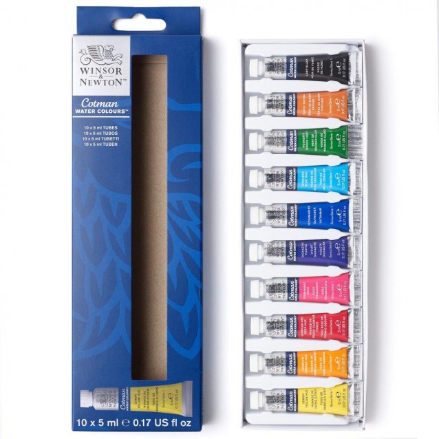 Winsor & Newton Cotman Κασετίνα με 10 σωληνάρια Ακουρέλας x 5ml