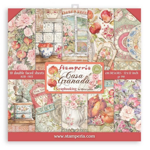 Stamperia 10 Χαρτιά Scrapbooking 30,5x30,5cm Διπλής Όψης Casa Granada