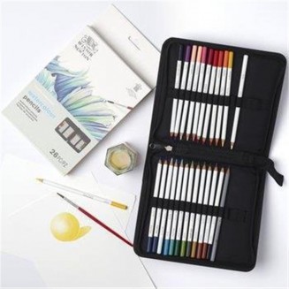 Winsor & Newton Υφασμάτινη Κασετίνα με 26 Μολύβια Ακουαρέλας και Πινέλο Watercolour Collection