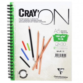 Clairefontaine Μπλοκ Σχεδίου CrayON Σπιράλ 30 φύλλων A5 (14,8x21cm) 160gr