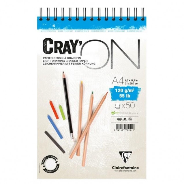 Clairefontaine Μπλοκ Σχεδίου CrayON Σπιράλ 50 φύλλων A4 (21x29,7cm) 120gr