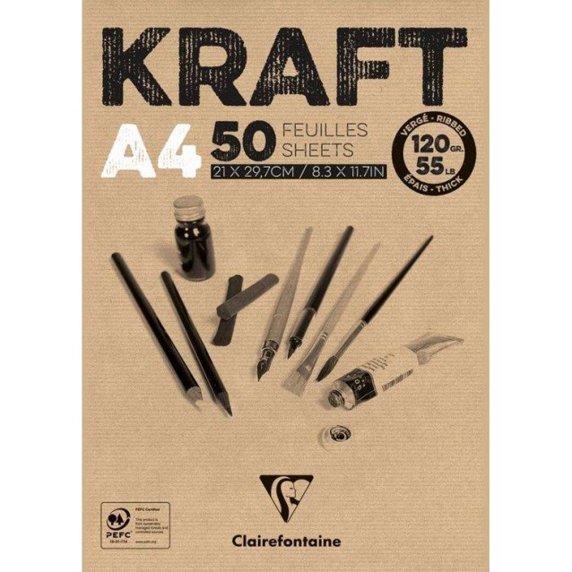 Clairefontaine Μπλοκ Σχεδίου Kraft 50 φύλλων A4 (21x29,7cm) 120gr