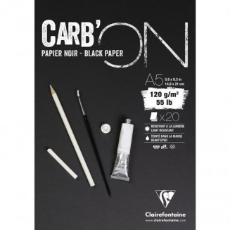 Clairefontaine Μπλοκ Σχεδίου CarbON 20 φύλλων A5 (14,8x21cm) Μαύρα 120gr