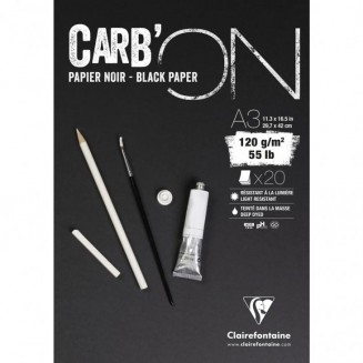 Clairefontaine Μπλοκ Σχεδίου CarbON 20 φύλλων A3 (29,7x42cm) Μαύρα 120gr