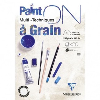 Clairefontaine Μπλοκ Mix Media PaintON Grain 20 φύλλων A5 (14,8x21cm) 250gr