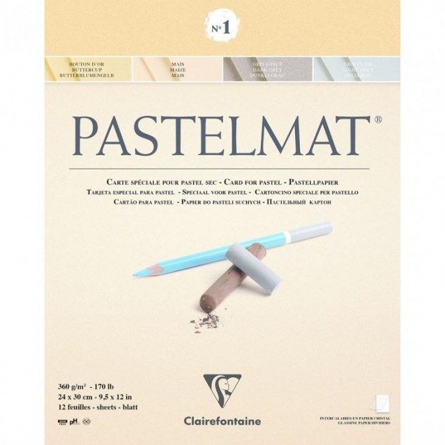 Clairefontaine Μπλοκ Pastelmat Nο.1 Κολλητό 12 Χρωματιστά Φύλλα 24x30cm 360gr