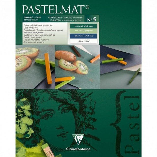 Clairefontaine Μπλοκ Pastelmat Nο.5 Κολλητό 12 Χρωματιστά Φύλλα 24x30cm 360gr