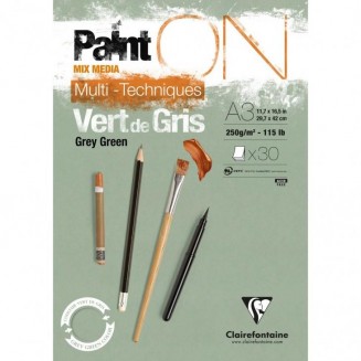 Clairefontaine Μπλοκ Mix Media PaintON Grey Green 30 φύλλων A3 (29,7x42cm) 250gr