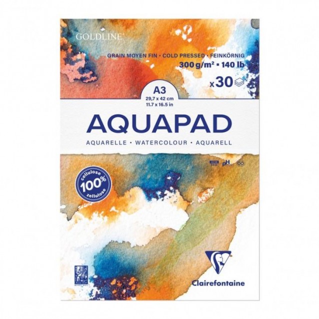 Clairefontaine Μπλοκ Ακουαρέλας AquaPad Cold Pressed 30 φύλλων A3 (29,7x42cm) 300gr