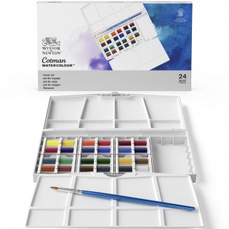 Winsor & Newton Cotman Κασετίνα Travel Set με 24 Πλακάκια Ακουαρέλας & Πινέλο