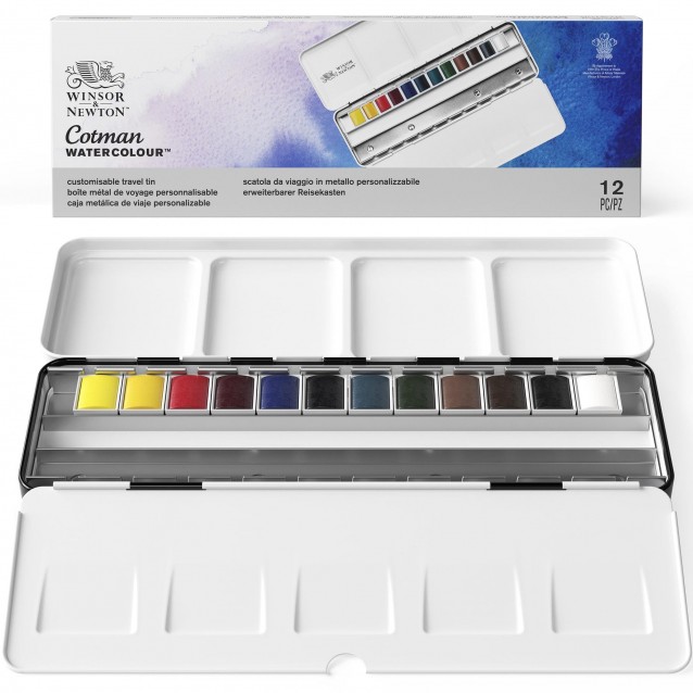 Winsor & Newton Cotman Μεταλλική Κασετίνα με 12 Πλακάκια Ακουαρέλας