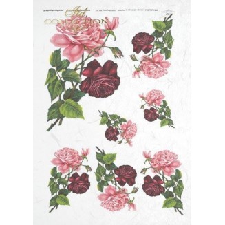 Itd. Collection Ριζόχαρτο Decoupage A4 (21x29,7cm) Roses in the Color Magenta And Pink