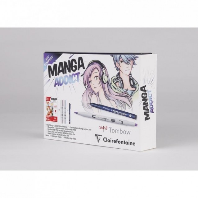 Clairefontaine Σετ Manga Addict (Μπλοκ A5 & 5 Μαρκαδόροι Tombow) σε Κουτί