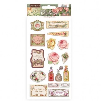 Stamperia Έγχρωμα Αυτοκόλλητα Διακοσμητικά Chipboard 15x30cm Rose Parfum