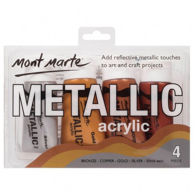 Mont Marte 4 Σωληνάρια Ακρυλικά 50ml Μεταλλικές Αποχρώσεις