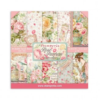 Stamperia 10 Χαρτιά Scrapbooking 30,5x30,5cm Διπλής Όψης Rose Parfum