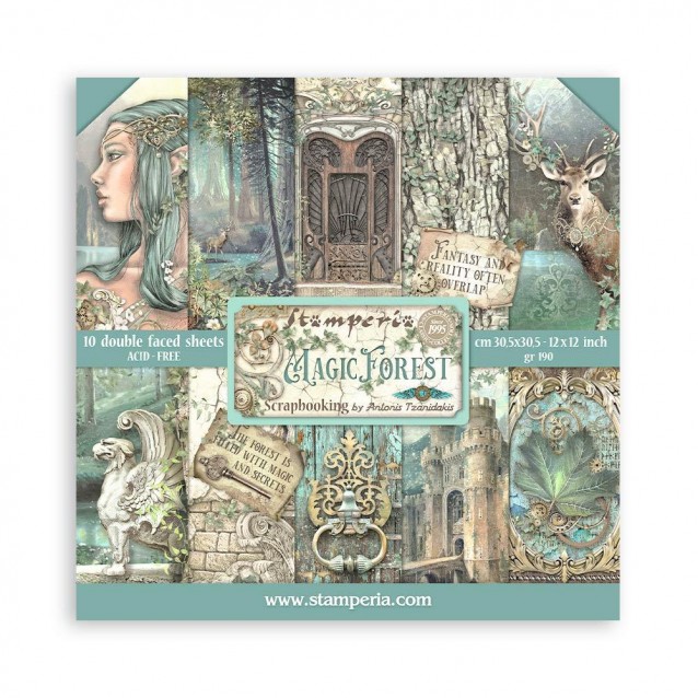 Stamperia 10 Χαρτιά Scrapbooking 30,5x30,5cm Διπλής Όψης Magic Forest