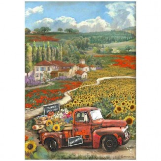 Stamperia Ριζόχαρτο Decoupage A4 (21X29,7cm) Sunflower Art Vintage Car