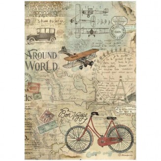 Stamperia Ριζόχαρτο Decoupage A4 (21X29,7cm) Around the World Bicycle