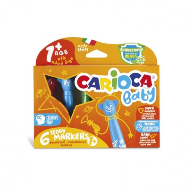 Carioca 6 Μαρκαδόροι Teddy Baby 1+