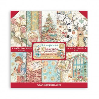 Stamperia 10 Χαρτιά Scrapbooking 30,5x30,5cm Διπλής Όψης Christmas Greetings