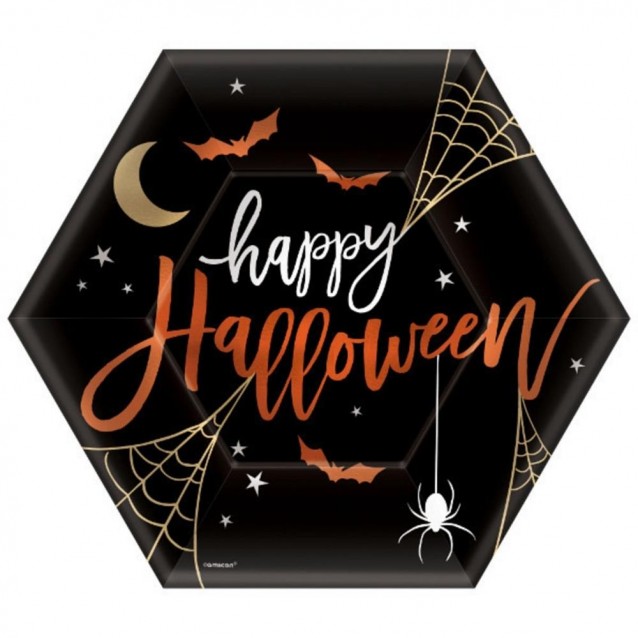 Amscan 8 Πιάτα Φαγητού 23cm Halloween Hexagon