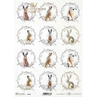 Itd. Collection Ριζόχαρτο Decoupage A4 (21x29,7cm) Hares & Wreaths